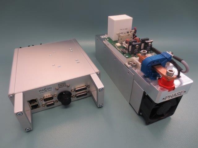MACCON also offers standard building blocks for rapid prototyping. Image shows an FPGA-based controller and an IGBT power stage.