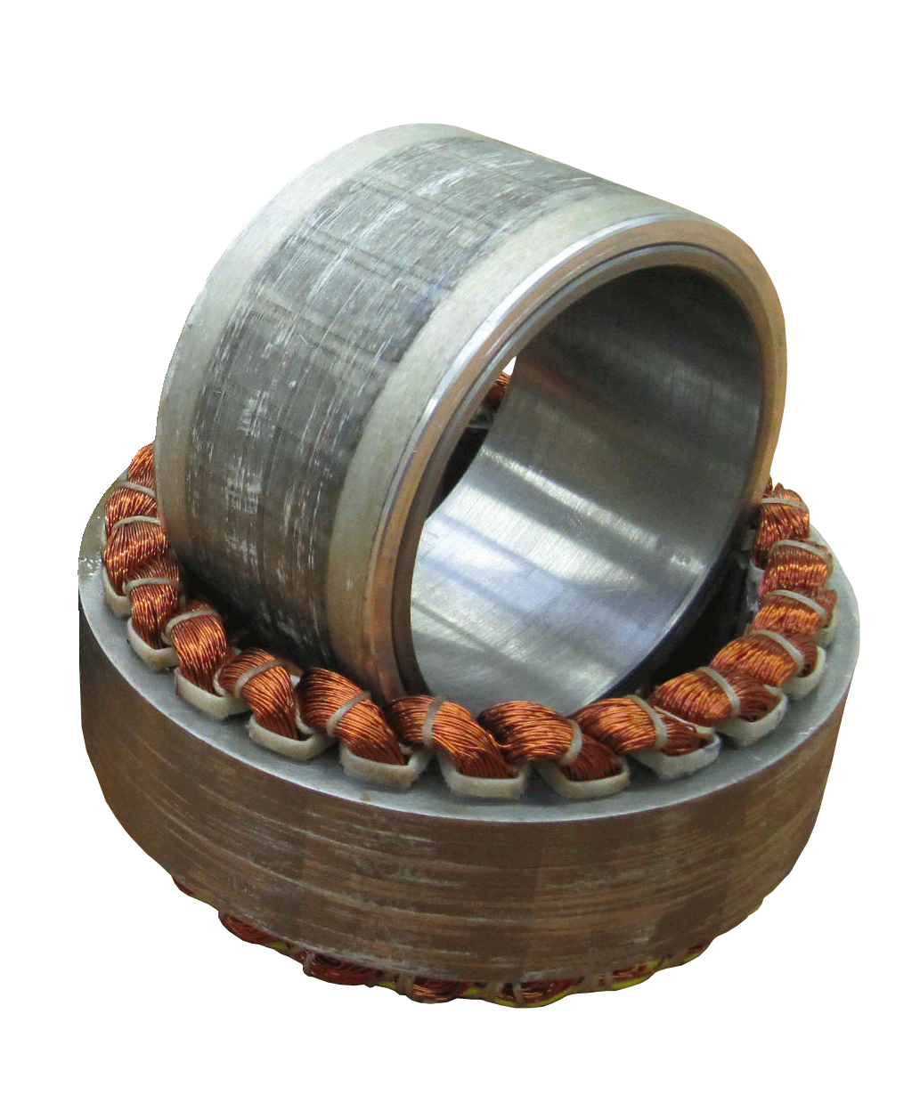 Torque motors in kit form (rotor and stator).
