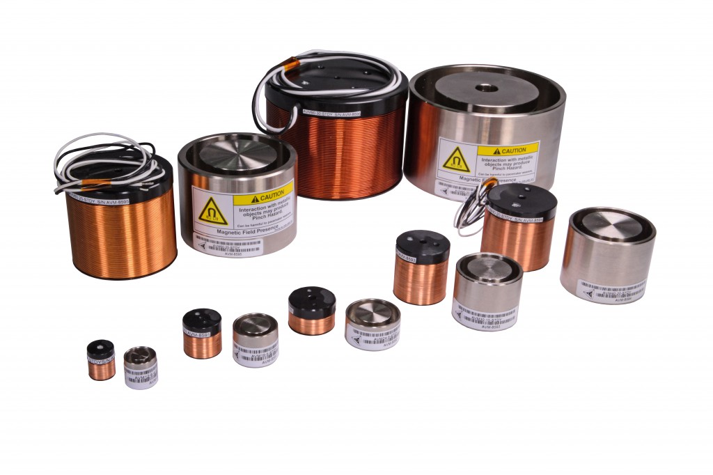 Various sizes of voice coil motors from the AVM series