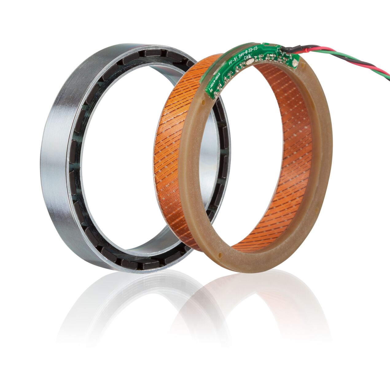 Cogging-free motor of the TG-Series. Clearly visible: Stator winding has no iron core